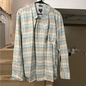 J. Crew Light Blue and Cream Checkered Shirt